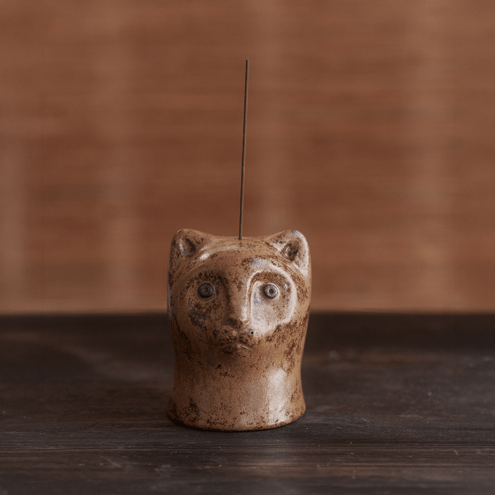 Large Cat Incense Burner - Toffee by Ginny Lagos - Homeware - Black Blaze