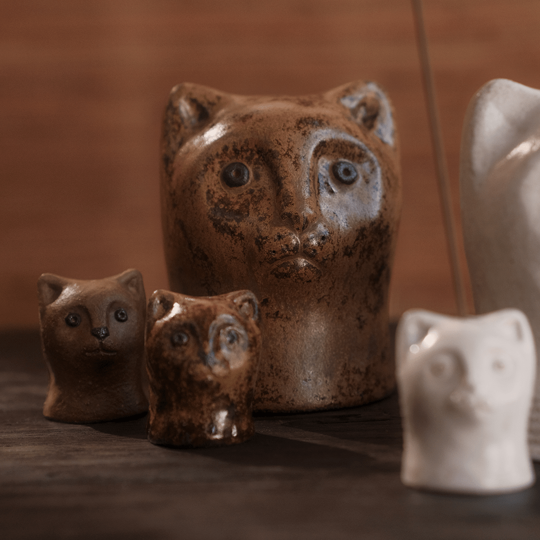 Large Cat Incense Burner - Toffee by Ginny Lagos - Homeware - Black Blaze