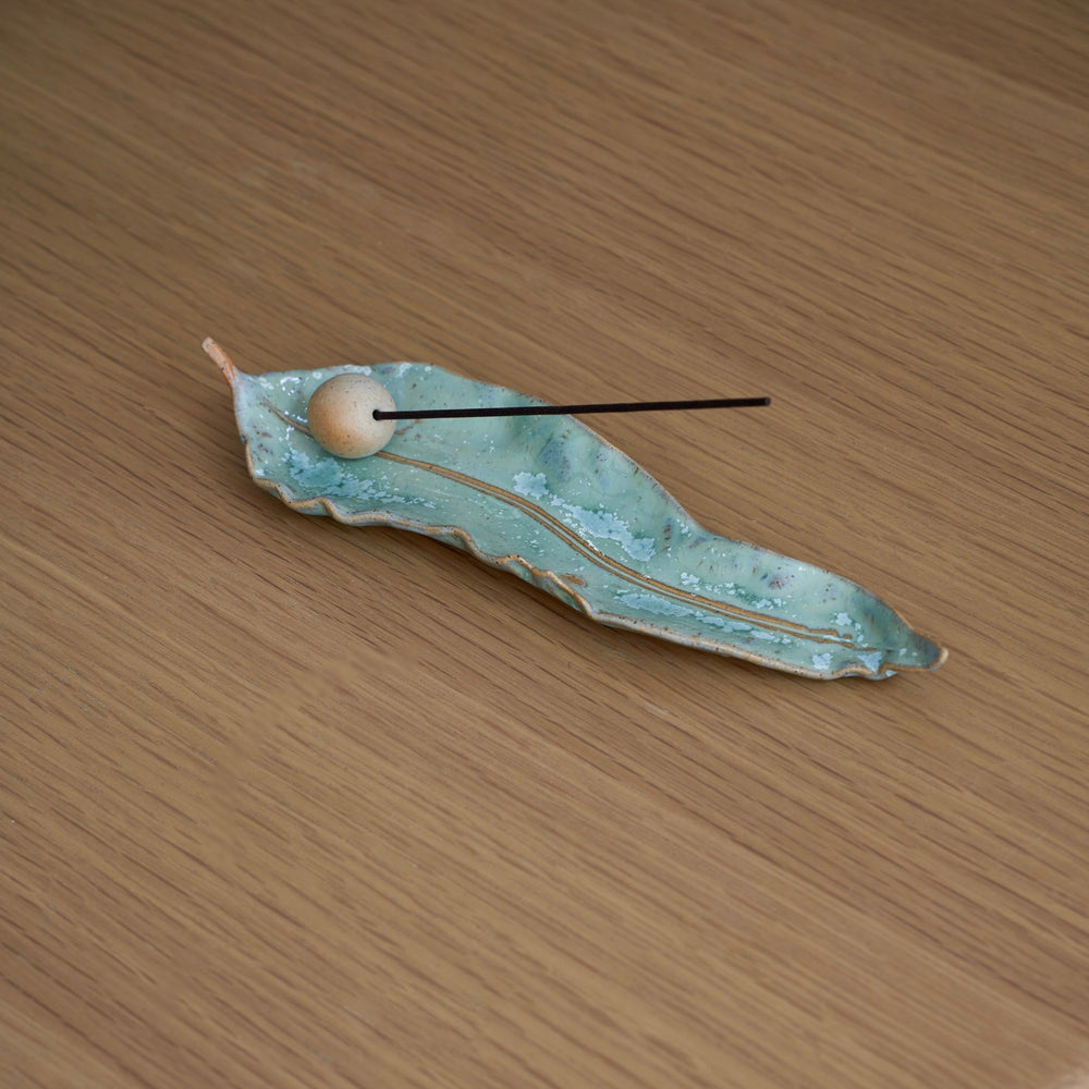 Leaf Incense Burner - Green Tee Tray by Authete Studio - Homeware - Black Blaze
