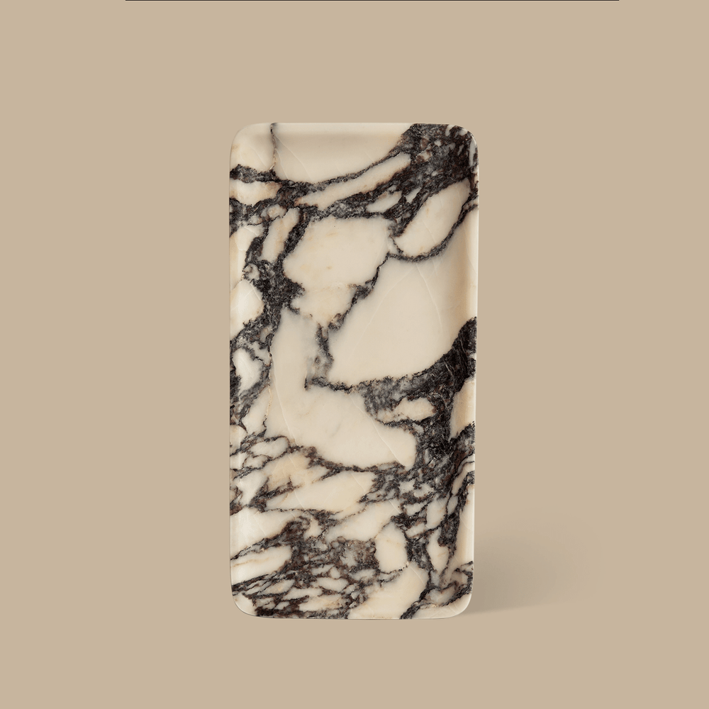 Linea Rectangle Marble Tray - Calacatta Viola - ND - Black Blaze