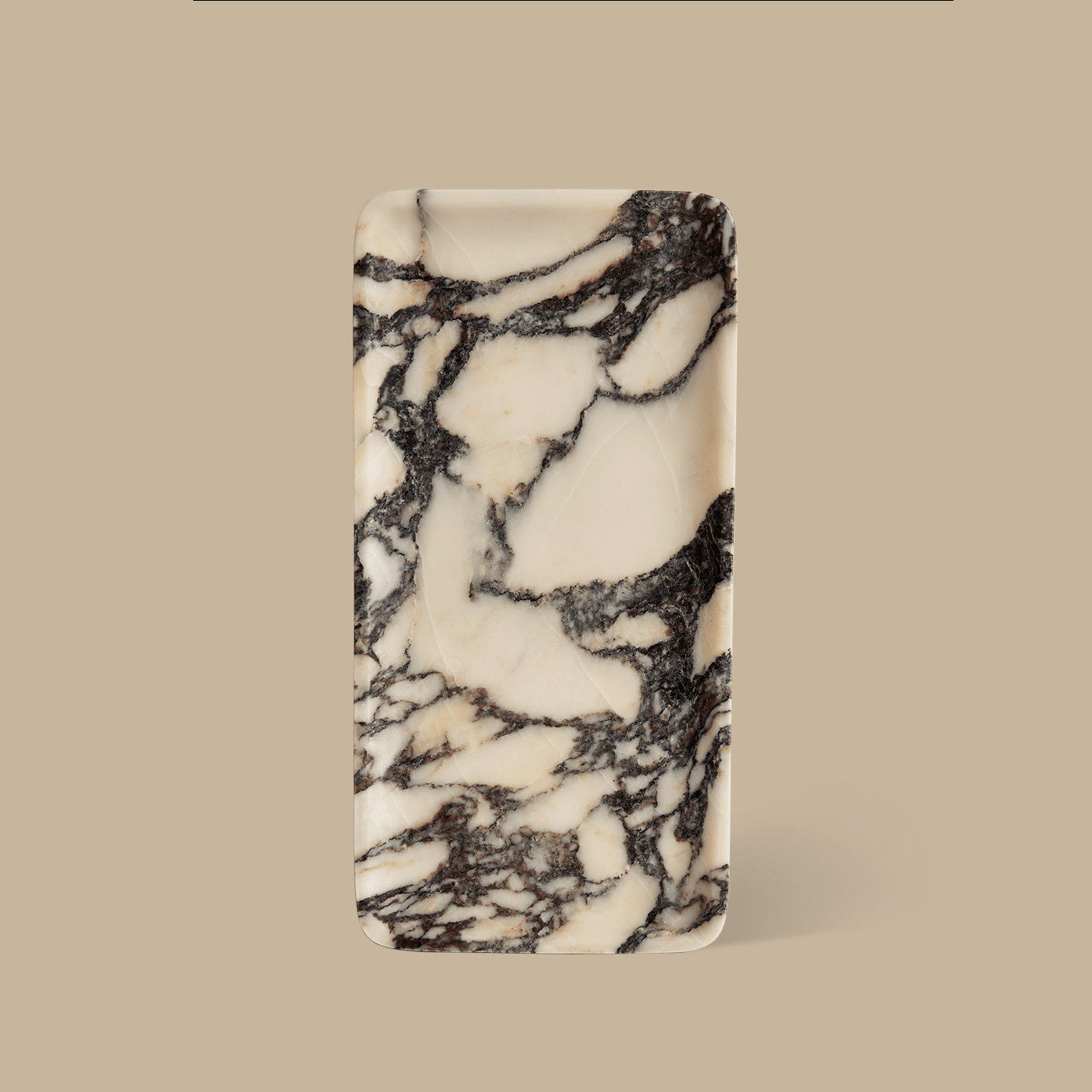 Linea Rectangle Marble Tray - Calacatta Viola - ND - Black Blaze