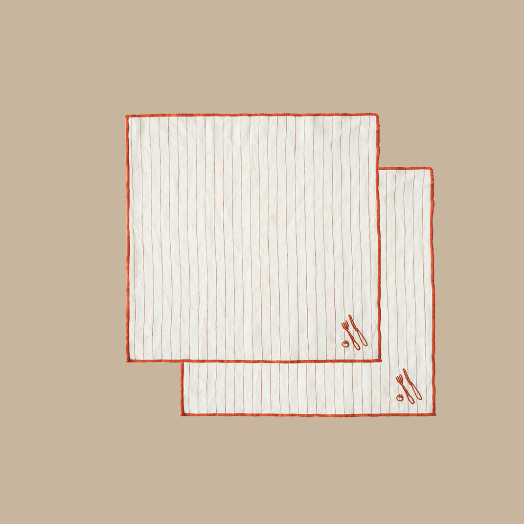 Embroidered Linen Napkin Set – Cutlery - BLACK BLAZE