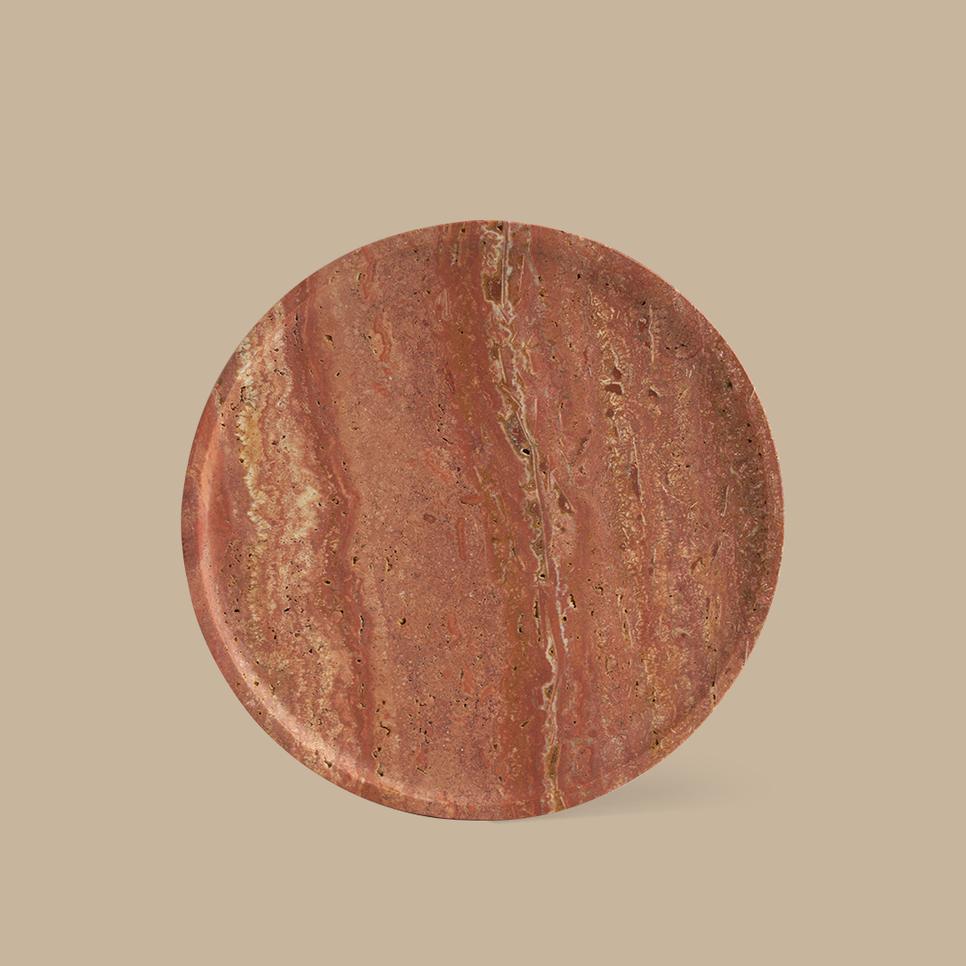 Linea Slim Marble Tray - Red Travertine - BLACK BLAZE