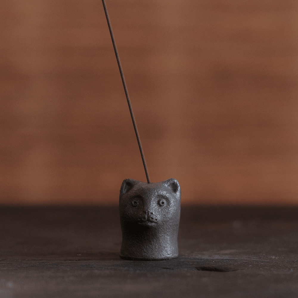 Small Cat Incense Burner - Iron Black by Ginny Lagos - Homeware - Black Blaze