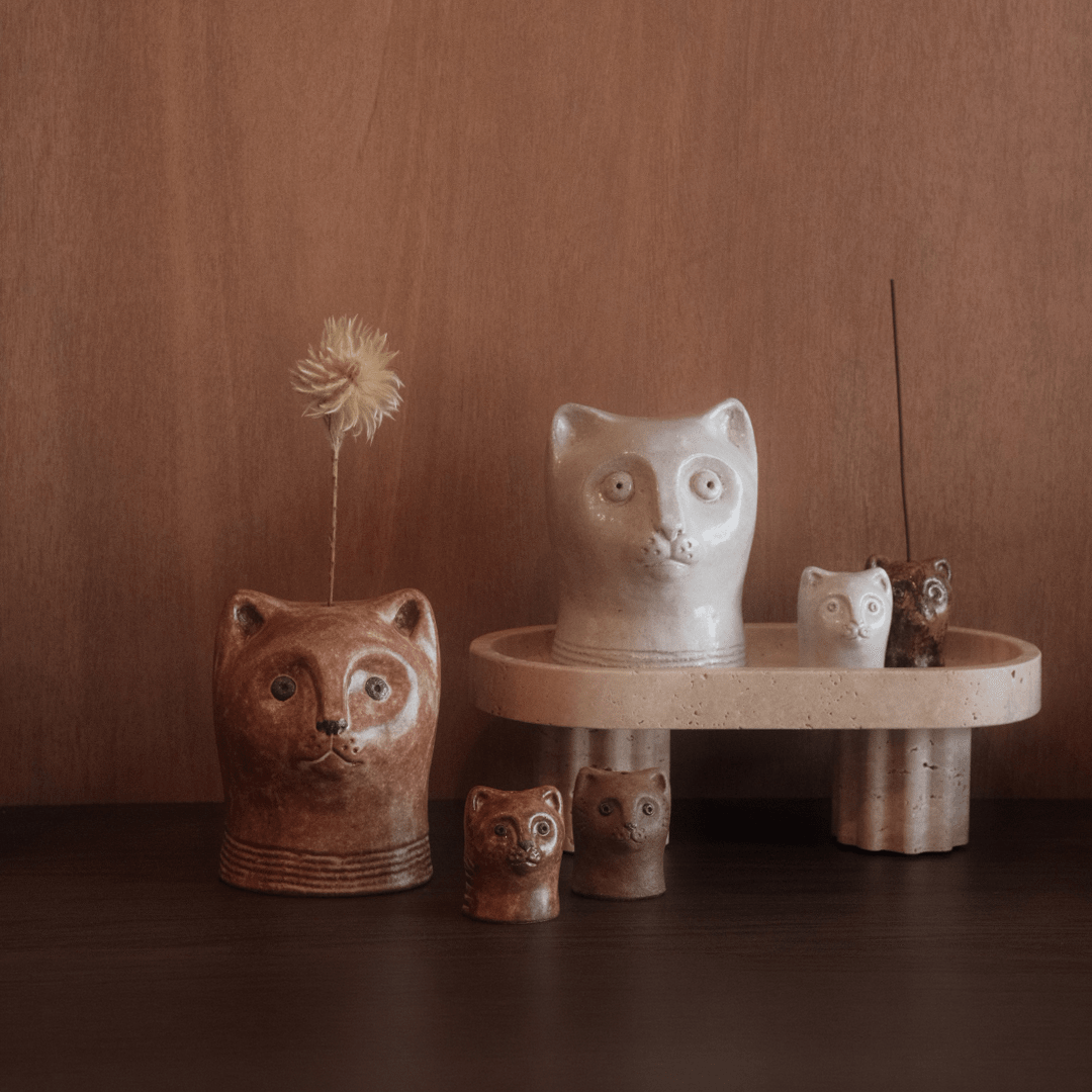 Small Cat Incense Burner - White by Ginny Lagos - Homeware - Black Blaze