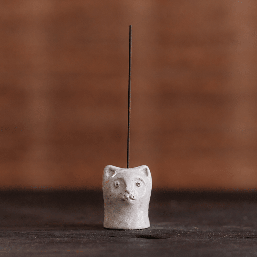 Small Cat Incense Burner - White by Ginny Lagos - Homeware - Black Blaze