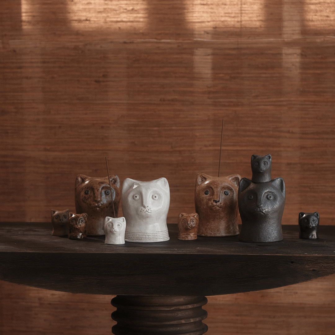 Small Cat Incense Burner - White by Ginny Lagos - Homeware - Black Blaze