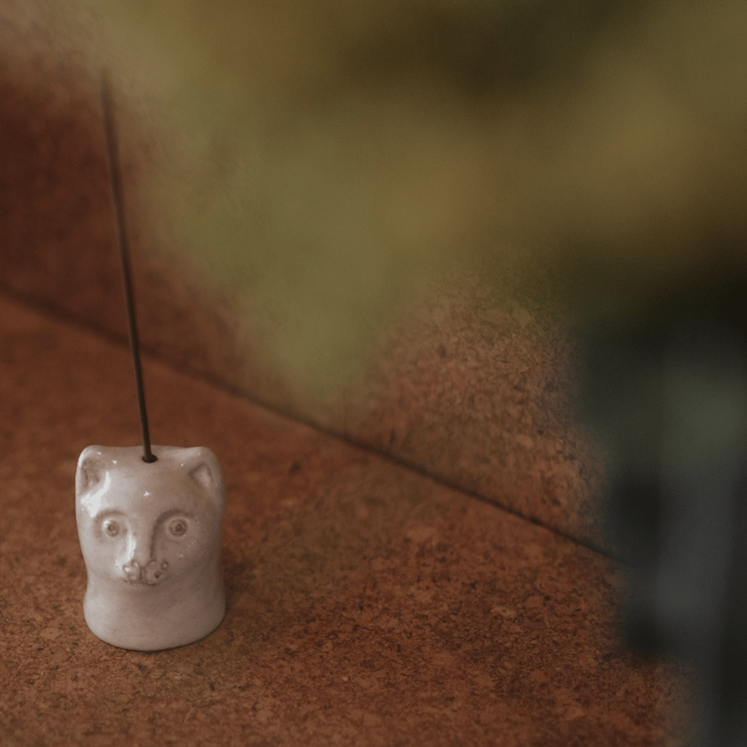Small Cat Incense Burner - White by Ginny Lagos - Homeware - Black Blaze