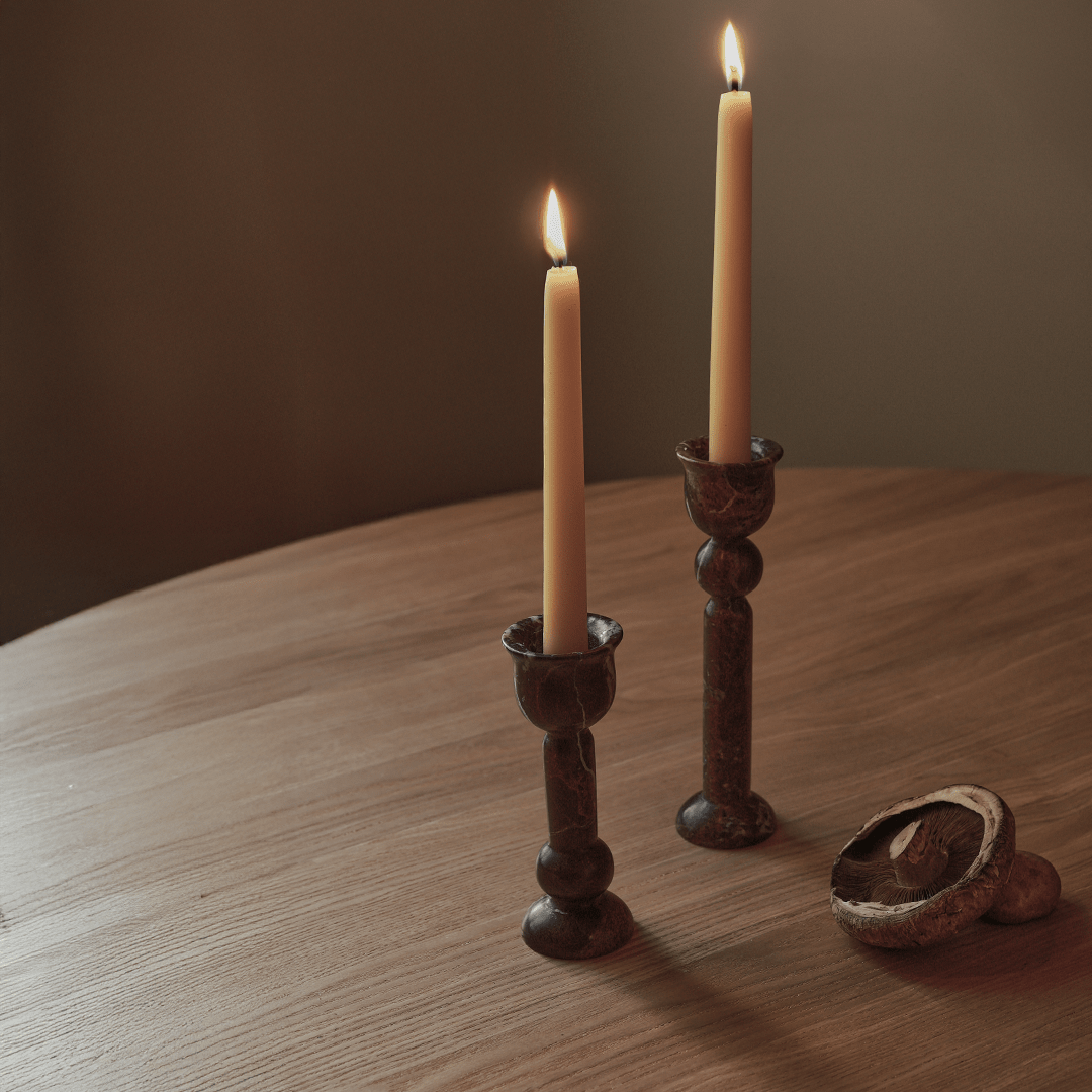 Taper Candle Set of 2 - Natural - Pillar Candle - Black Blaze