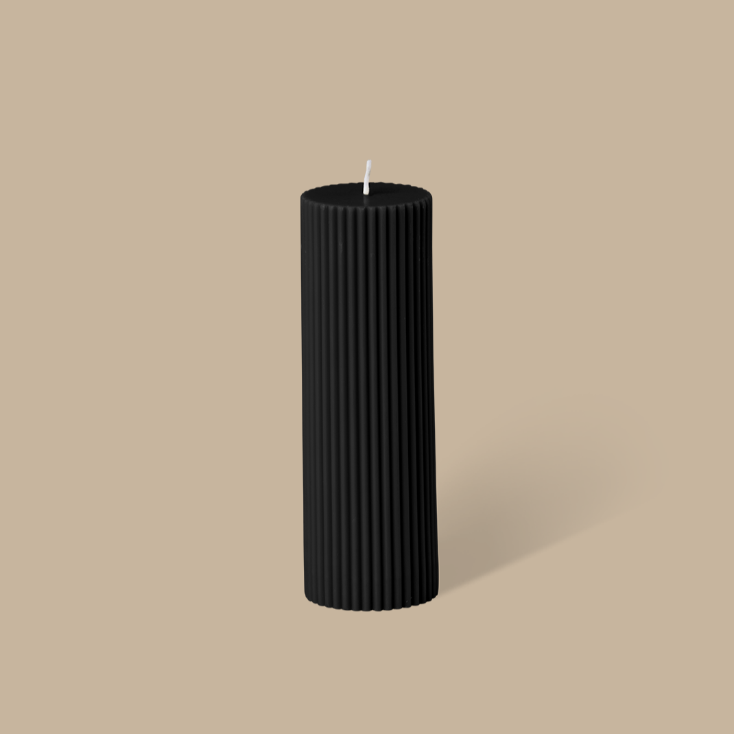 Wide Column Pillar Candle - Black - BLACK BLAZE