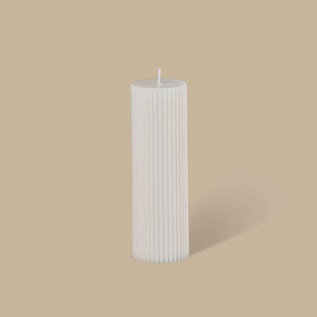 Wide Column Pillar Candle - Cream White - BLACK BLAZE