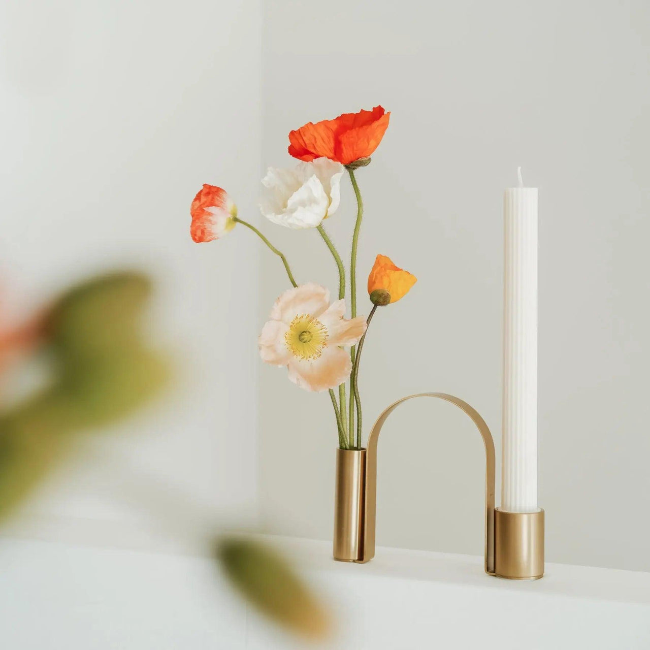 Arch Brass Holder - BLACK BLAZE - Pillar Candle - BLACK BLAZE