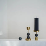 Beaded Fountain Brass Candle Holder - Charcoal Large - BLACK BLAZE - Pillar Candle - BLACK BLAZE