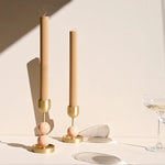 Beaded Fountain Brass Candle Holder - Coral Medium - BLACK BLAZE - Pillar Candle - BLACK BLAZE