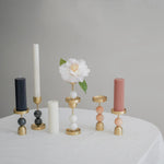 Beaded Fountain Brass Candle Holder - Coral Medium - BLACK BLAZE - Pillar Candle - BLACK BLAZE