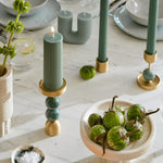 Beaded Fountain Brass Candle Holder - Green Large - BLACK BLAZE - Pillar Candle - BLACK BLAZE