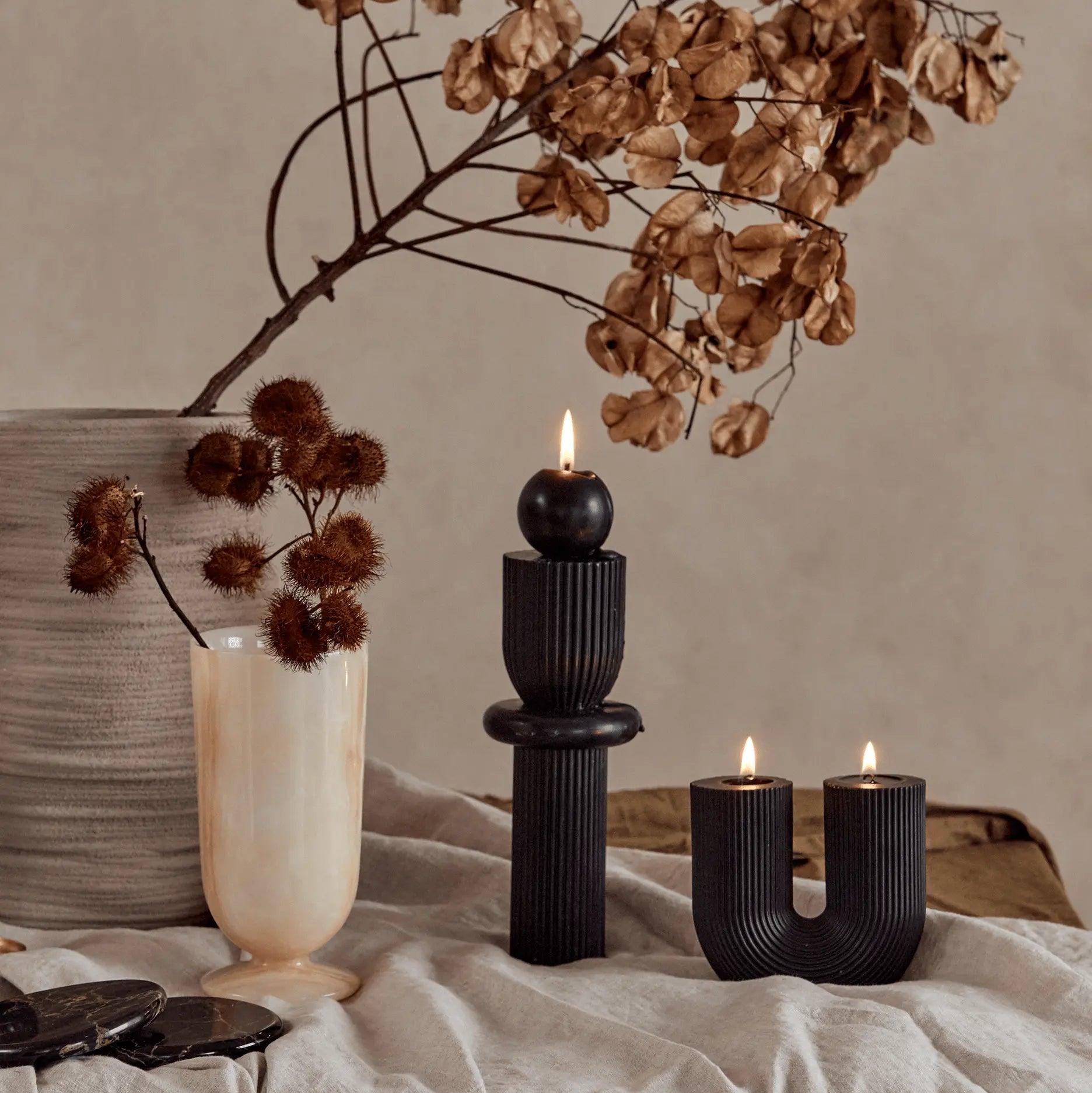 Barrenjoey Candle - Black - Pillar Candle - Black Blaze