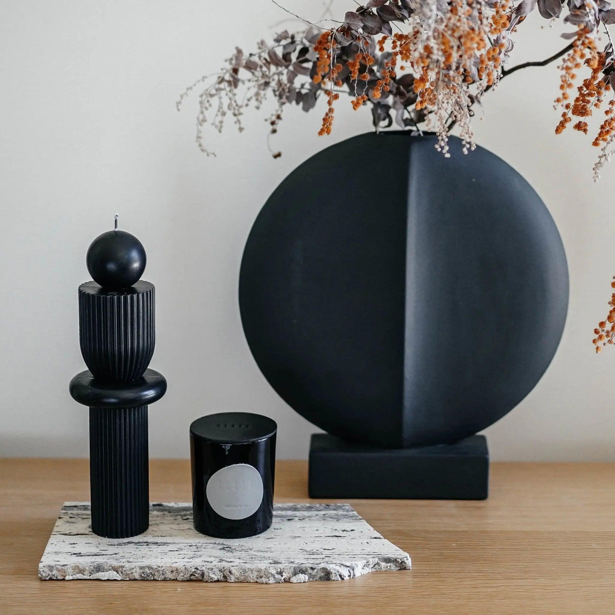 Barrenjoey Candle - Black - Pillar Candle - Black Blaze