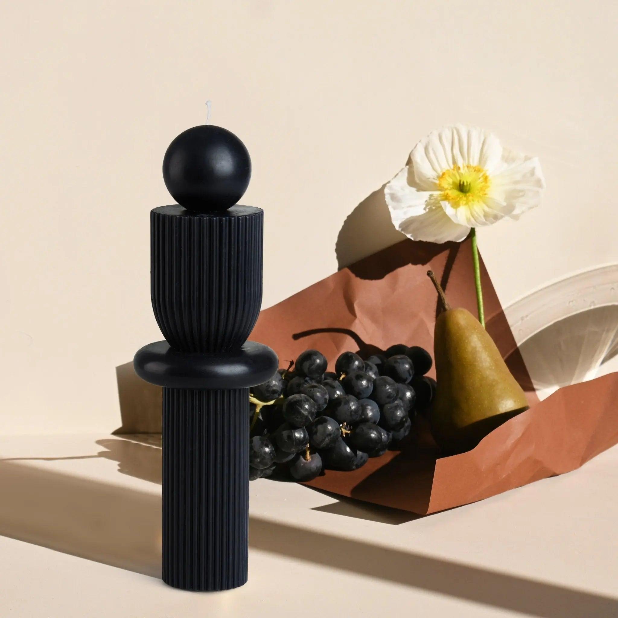Barrenjoey Candle - Black - Pillar Candle - Black Blaze
