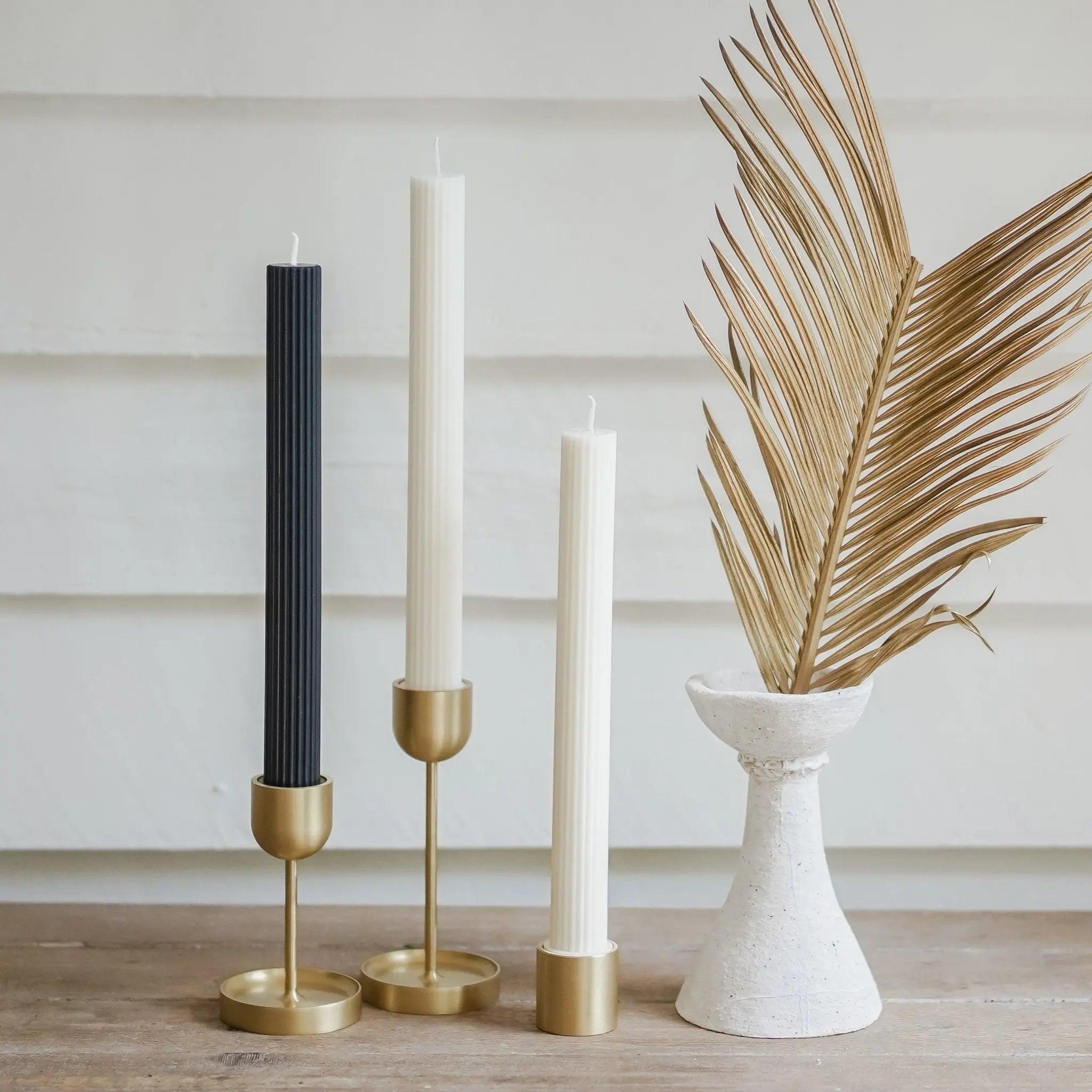 Column Pillar Candle Duo - Cream White - Pillar Candle - Black Blaze