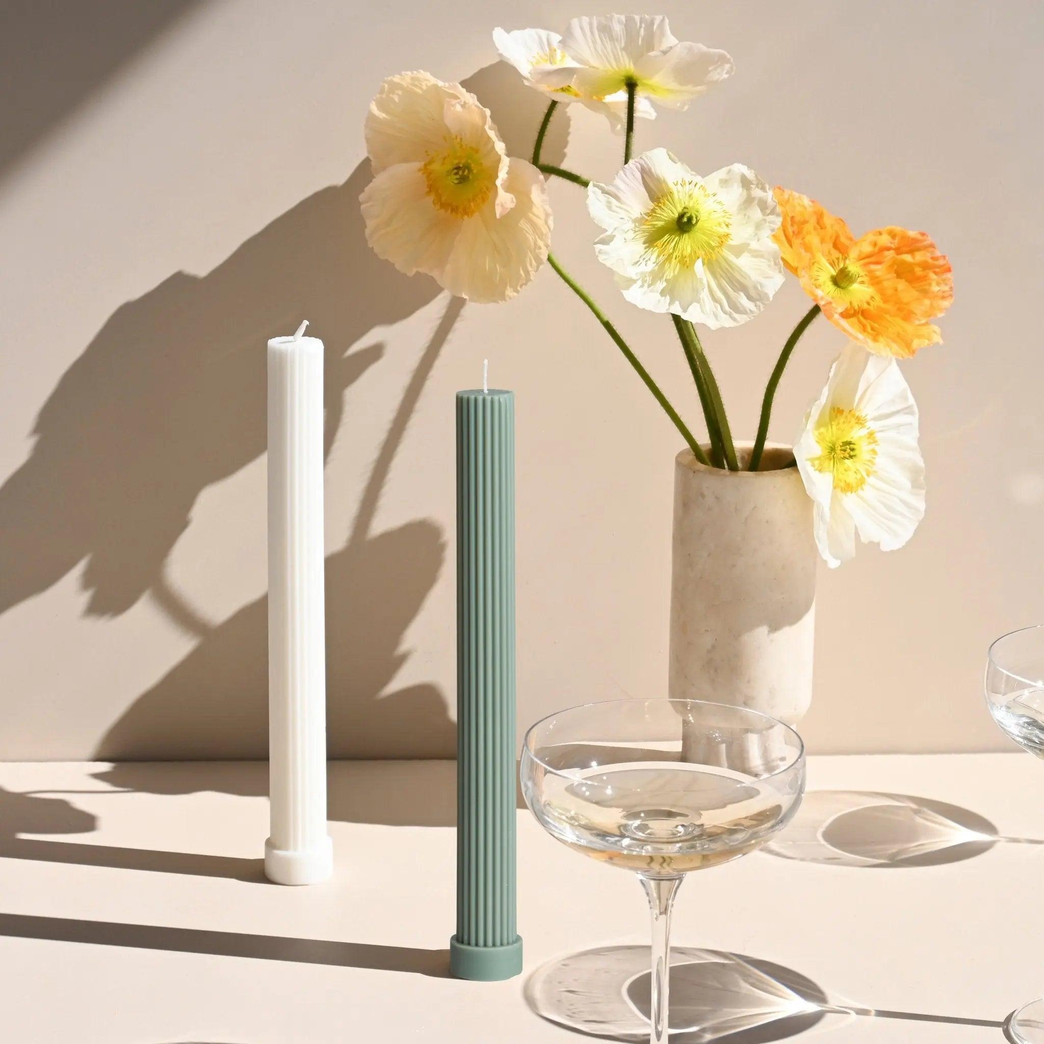 Column Pillar Candle Duo - Eucalyptus - Pillar Candle - Black Blaze