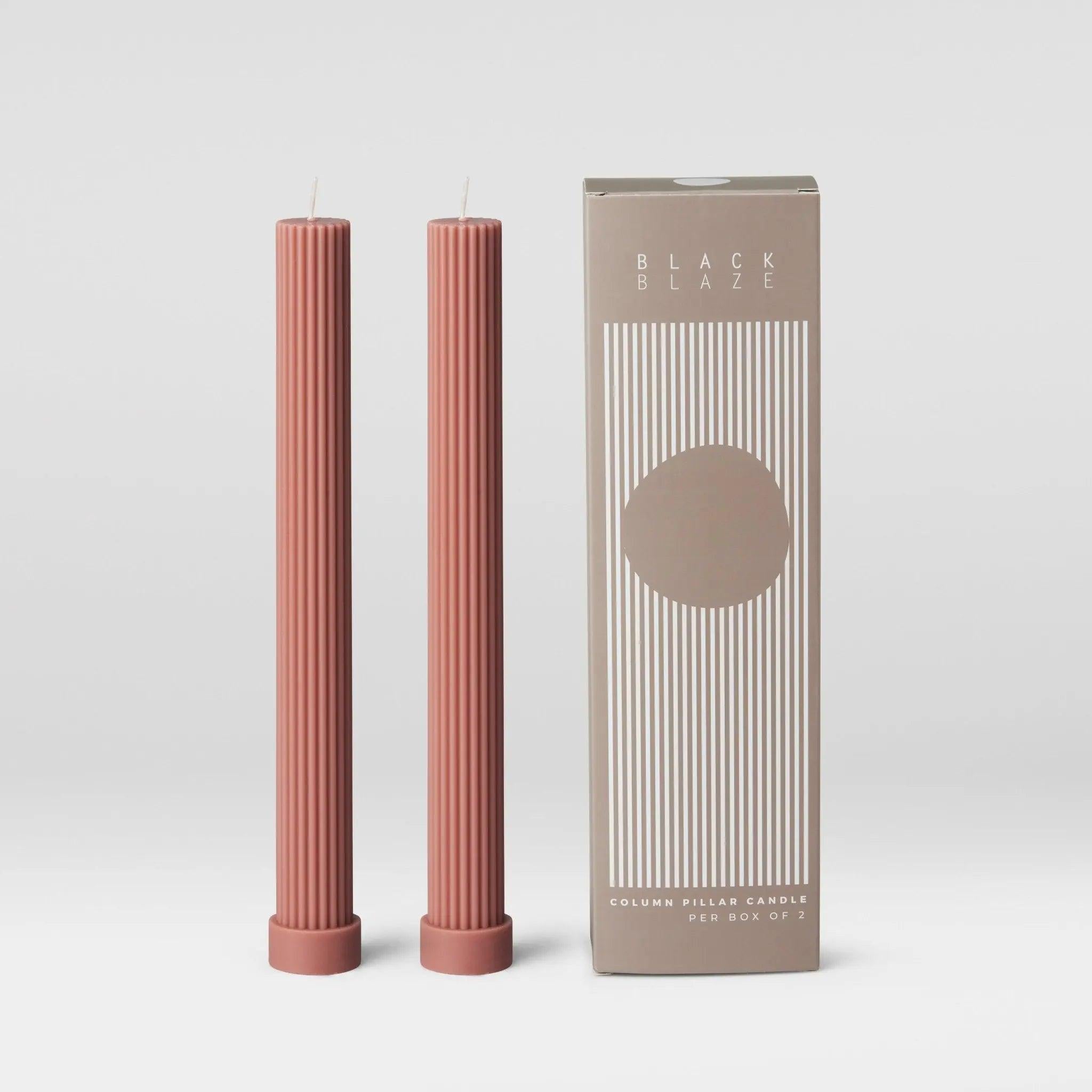 Column Pillar Candle Duo - Peach - Pillar Candle - Black Blaze