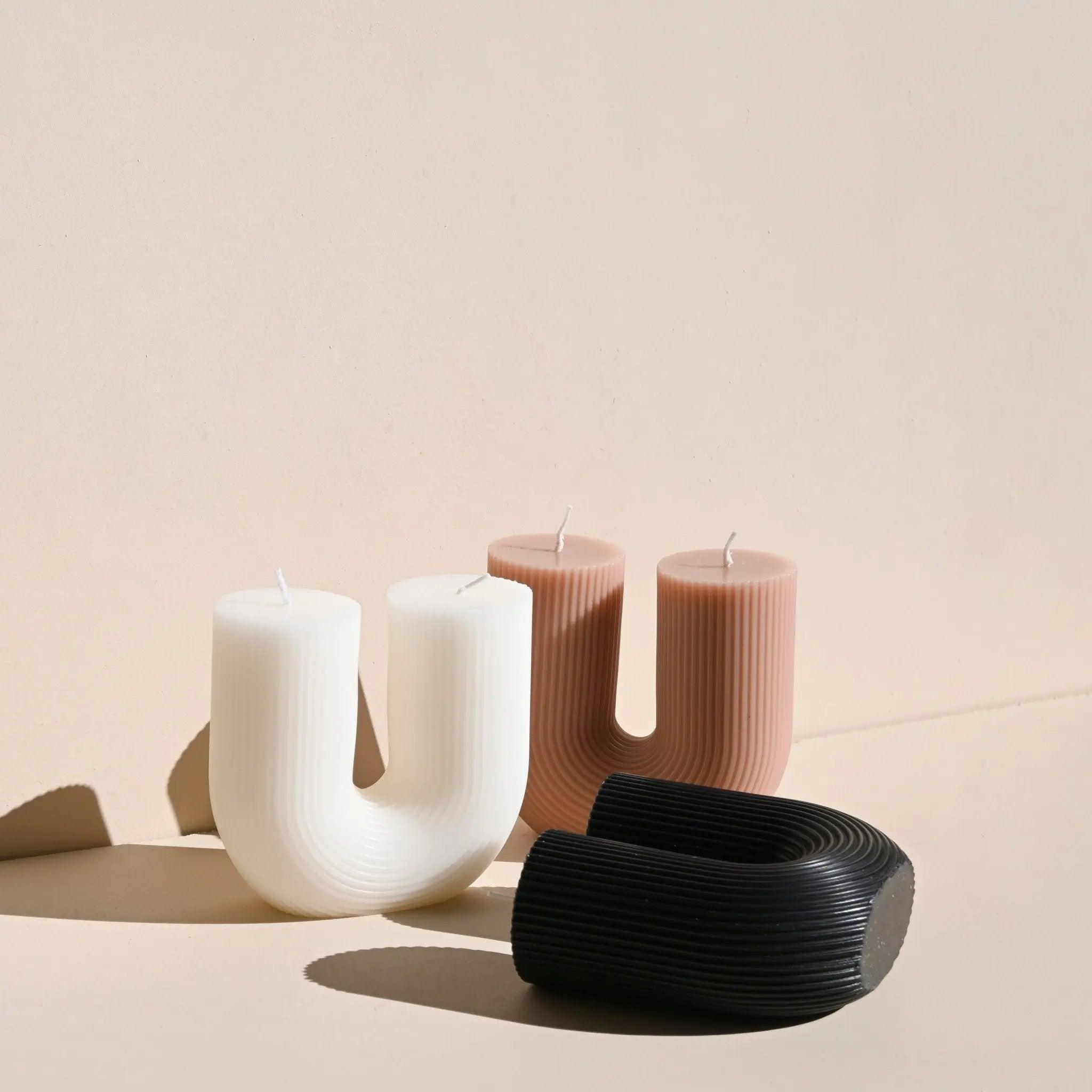 Curl Curl Candle - Blush - Pillar Candle - Black Blaze