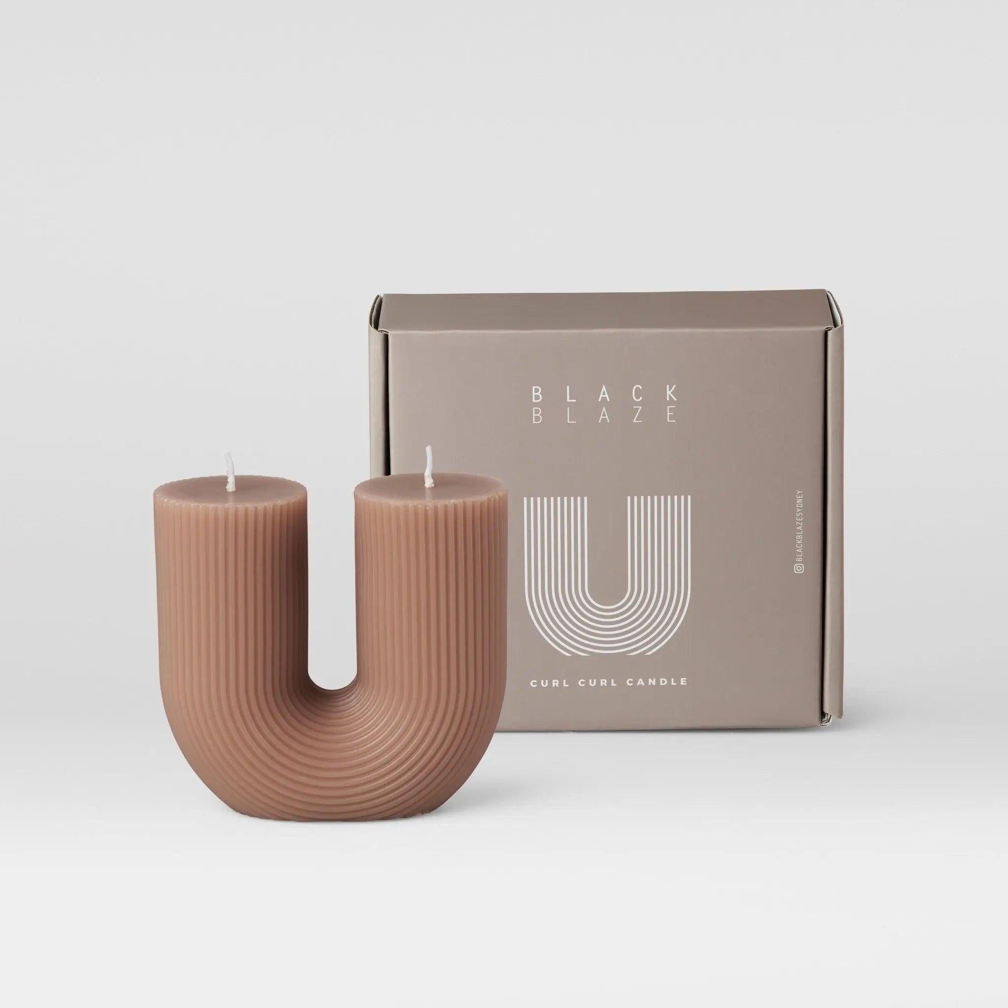 Curl Curl Candle - Blush - Pillar Candle - Black Blaze