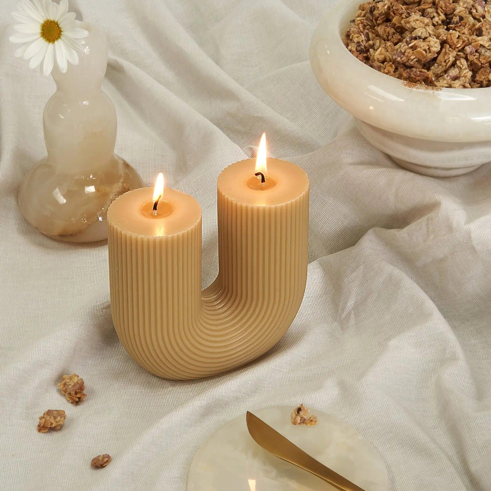 Curl Curl Candle - Butter - Pillar Candle - Black Blaze