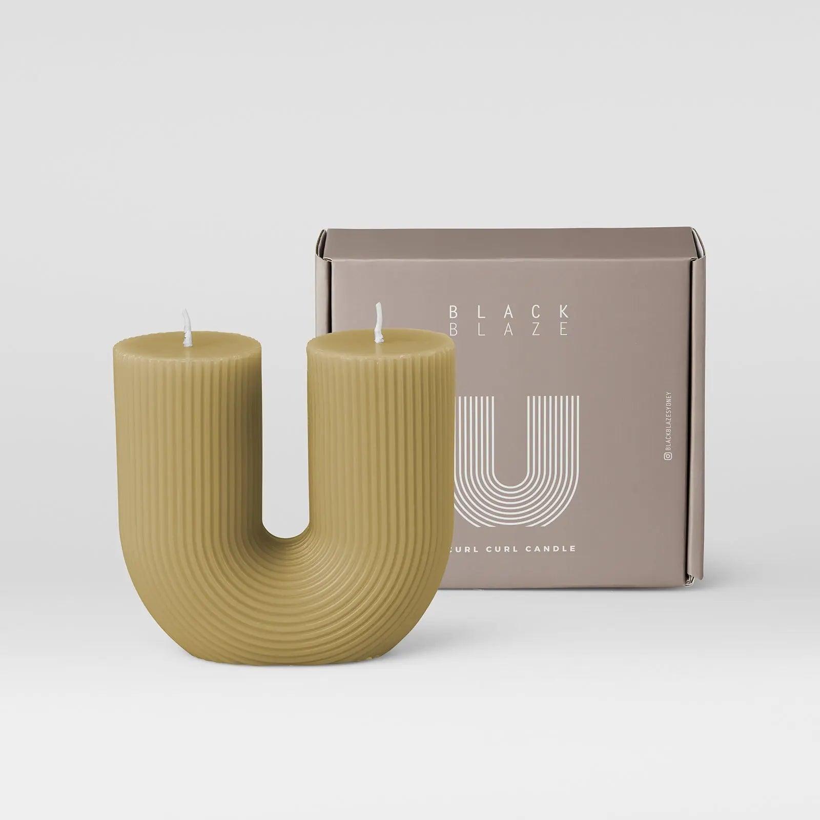 Curl Curl Candle - Butter - Pillar Candle - Black Blaze