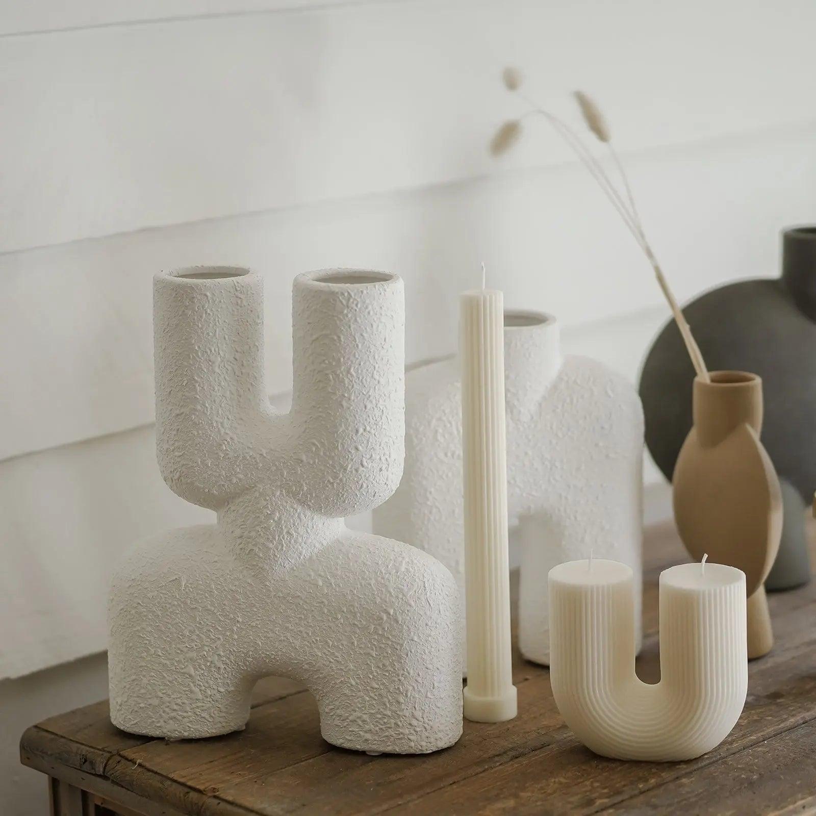 Curl Curl Candle - White - Pillar Candle - Black Blaze