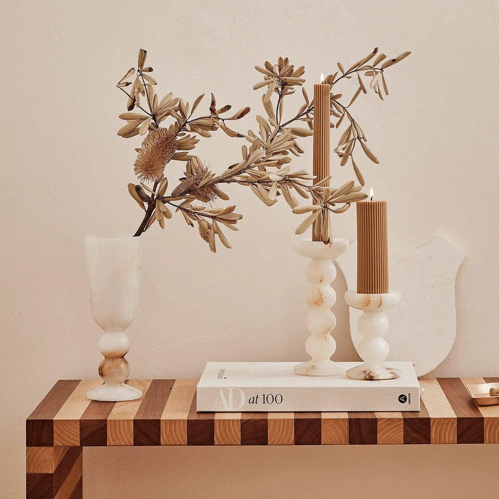 Orb White Onyx Vase - BLACK BLAZE - Accessories - BLACK BLAZE