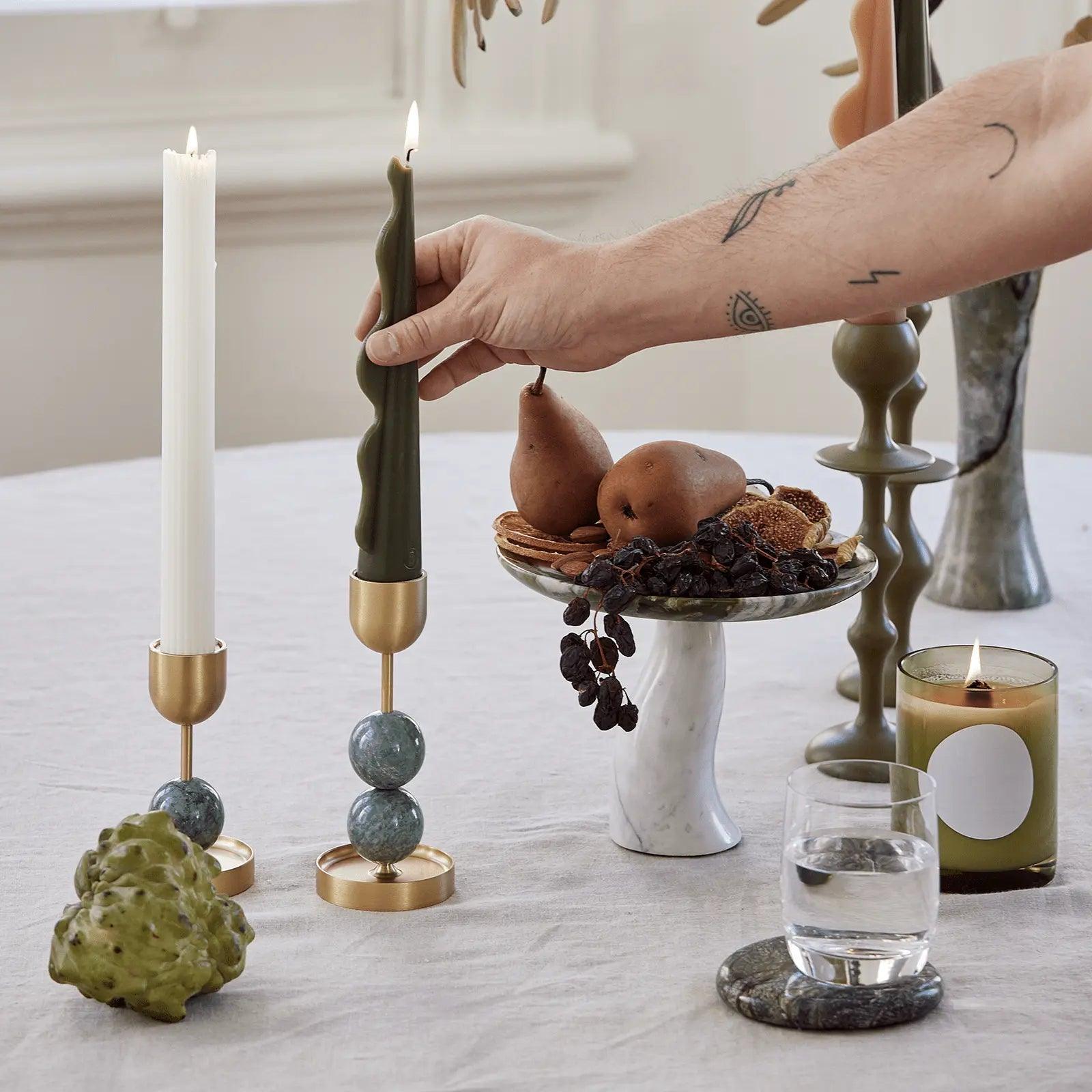 Seaweed Pillar Candle - Olive - Pillar Candle - Black Blaze