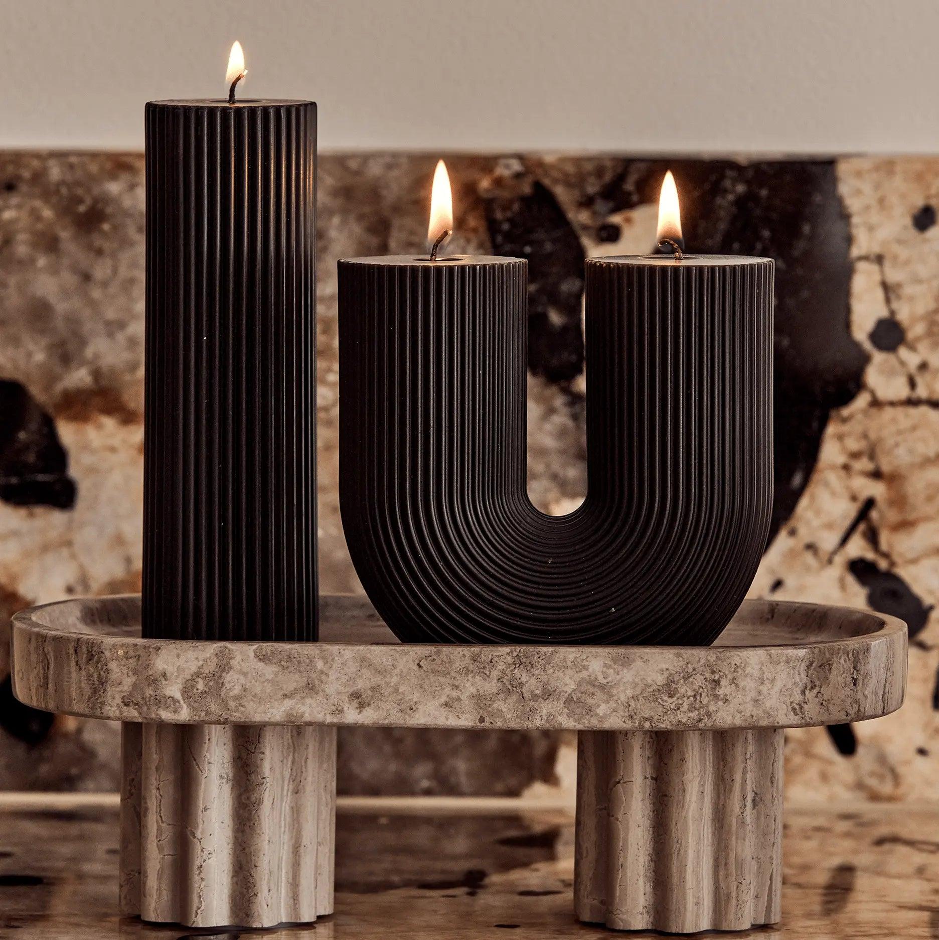 Wide Column Pillar Candle - Black - Pillar Candle - Black Blaze