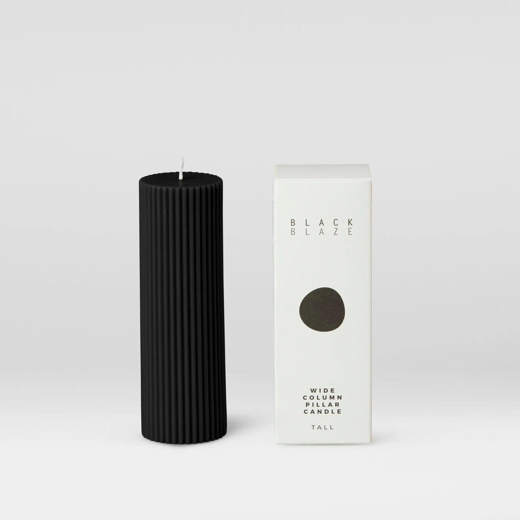 Wide Column Pillar Candle - Black - Pillar Candle - Black Blaze