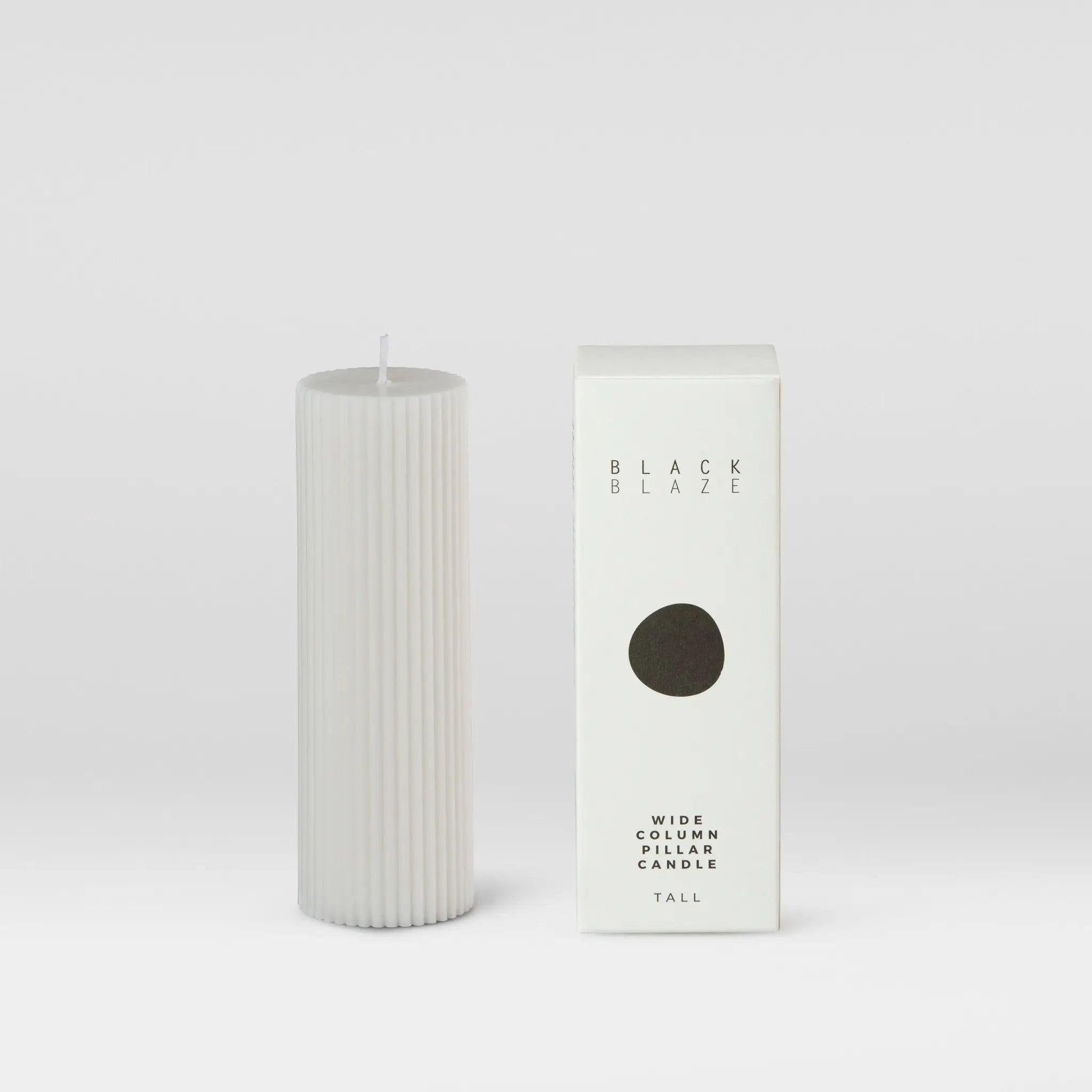 Wide Column Pillar Candle - Cream White - Pillar Candle - Black Blaze