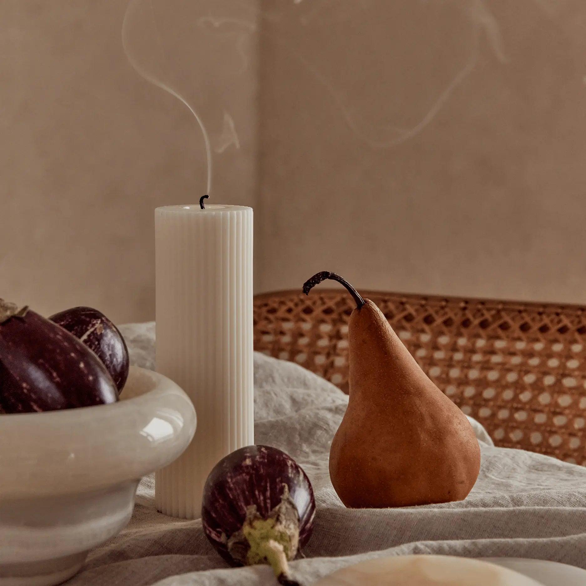 Wide Column Pillar Candle - Cream White - Pillar Candle - Black Blaze