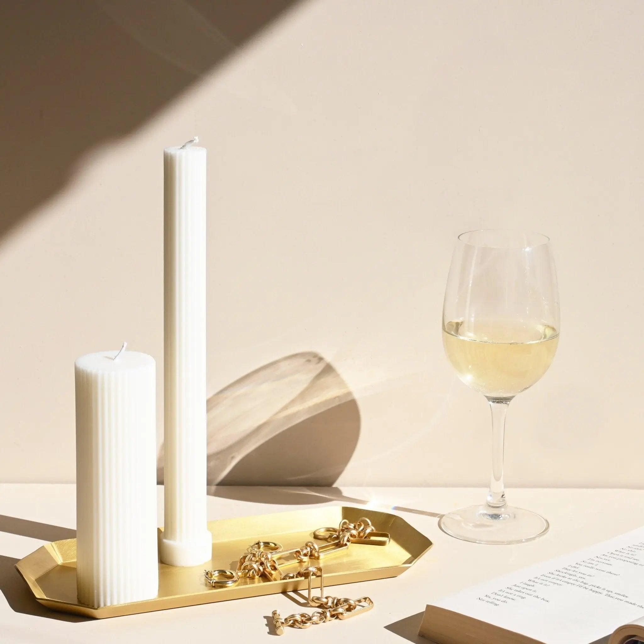 Wide Column Pillar Candle - Cream White - Pillar Candle - Black Blaze