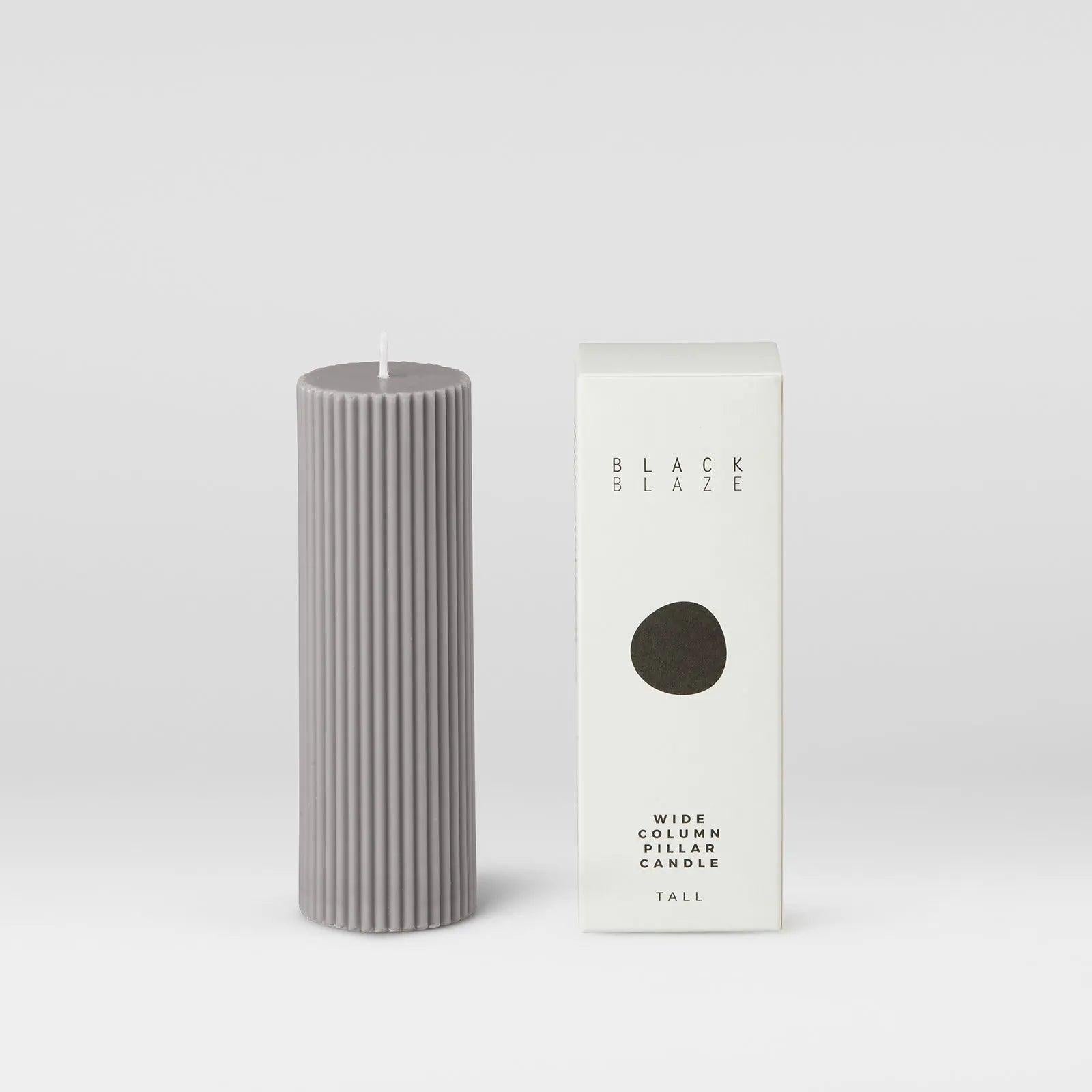 Wide Column Pillar Candle - Grey - Pillar Candle - Black Blaze