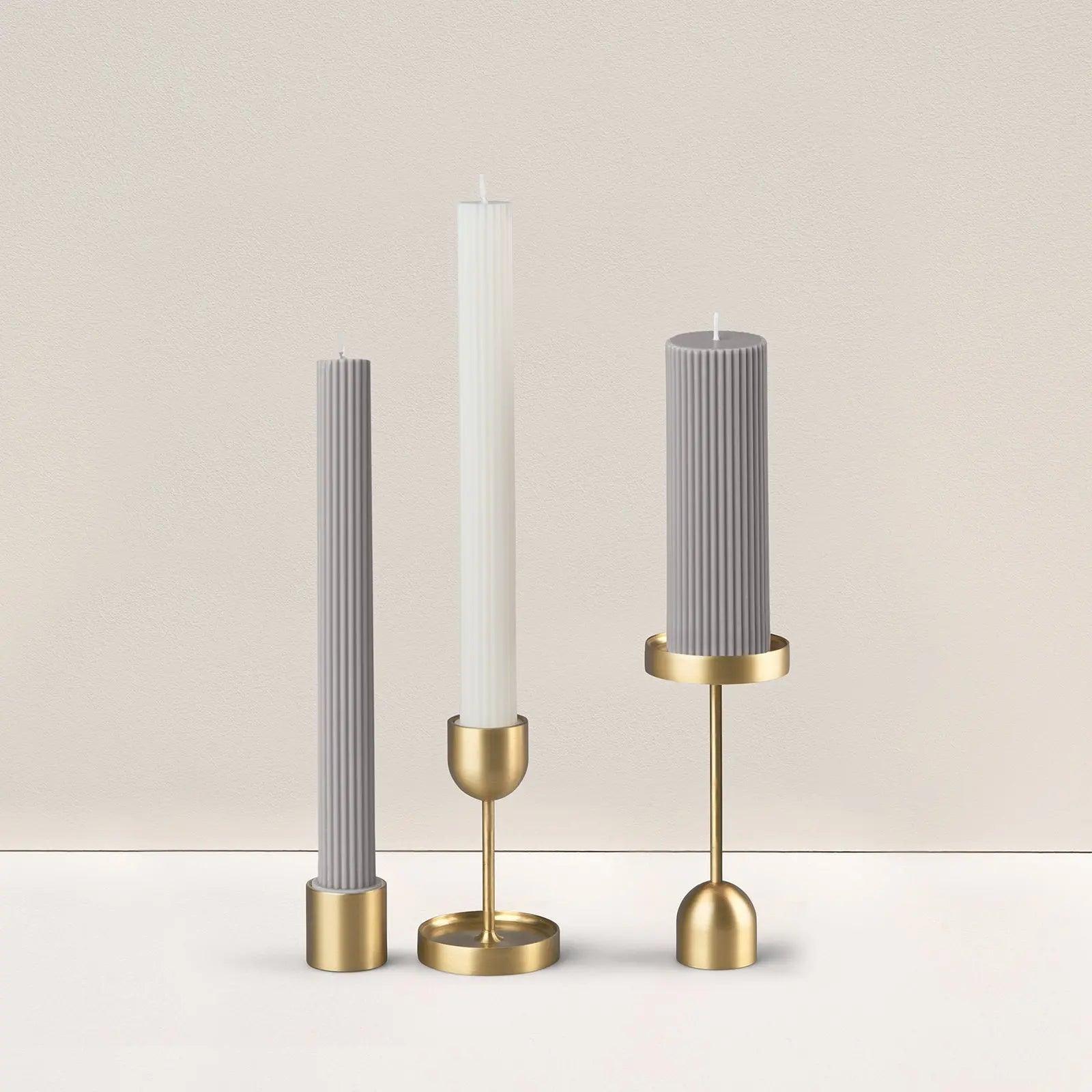 Wide Column Pillar Candle - Grey - Pillar Candle - Black Blaze