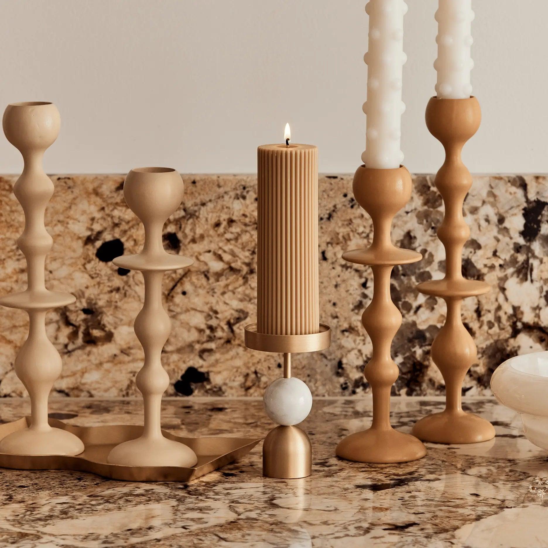 Wide Column Pillar Candle - Honey - Pillar Candle - Black Blaze