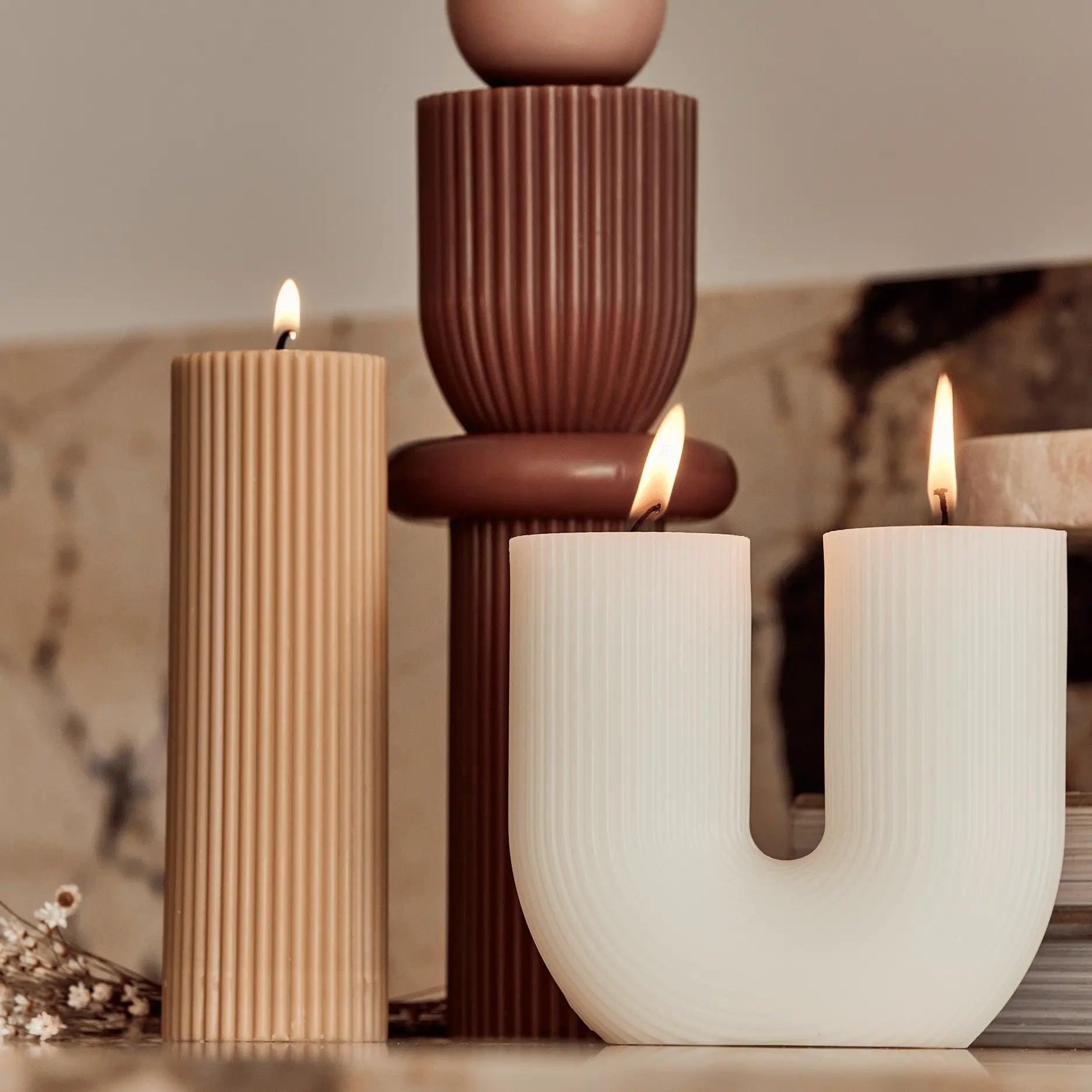 Wide Column Pillar Candle - Honey - Pillar Candle - Black Blaze