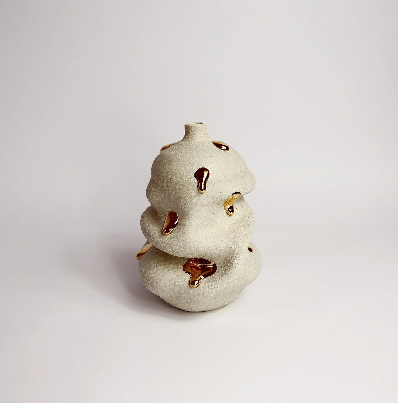 Eun Ceramic Curved Vase Stone White / Gold - BLACK BLAZE - Homeware - Eun Ceramics