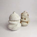Eun Ceramic Curved Vase Stone White / Gold Eun Ceramics