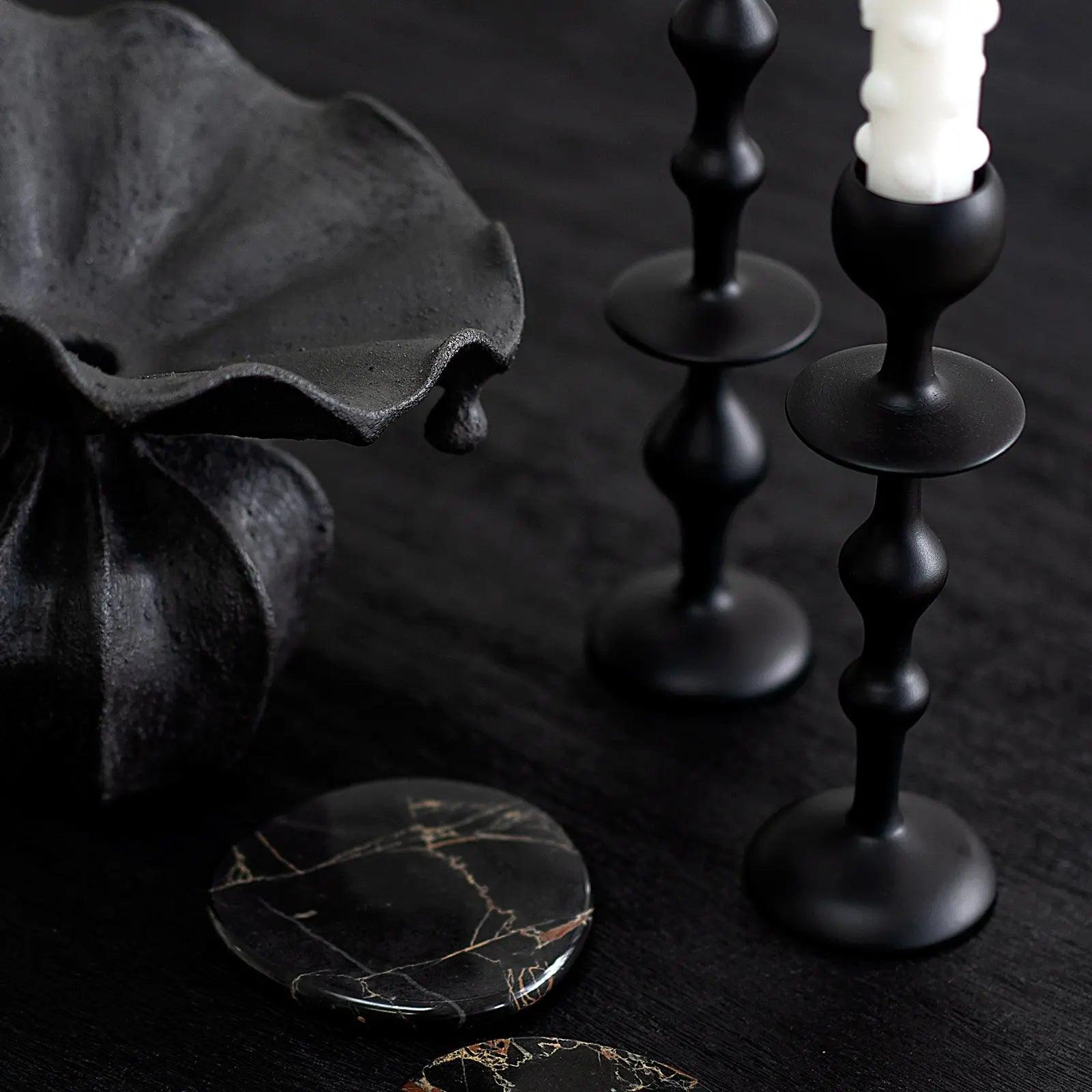 Infinity Candle Holder - Black Medium - BLACK BLAZE - Pillar Candle - BLACK BLAZE