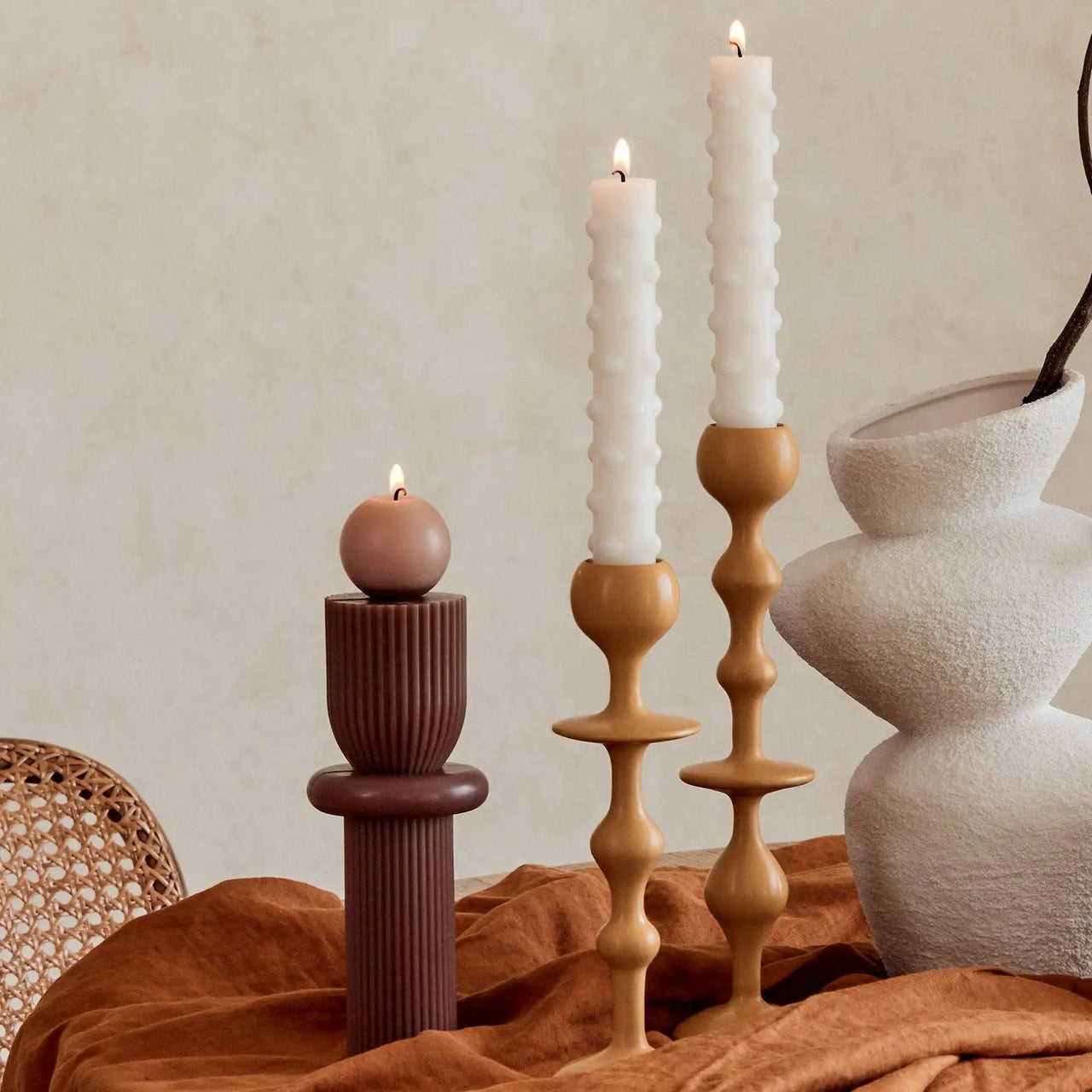 Infinity Candle Holder - Mustard Large