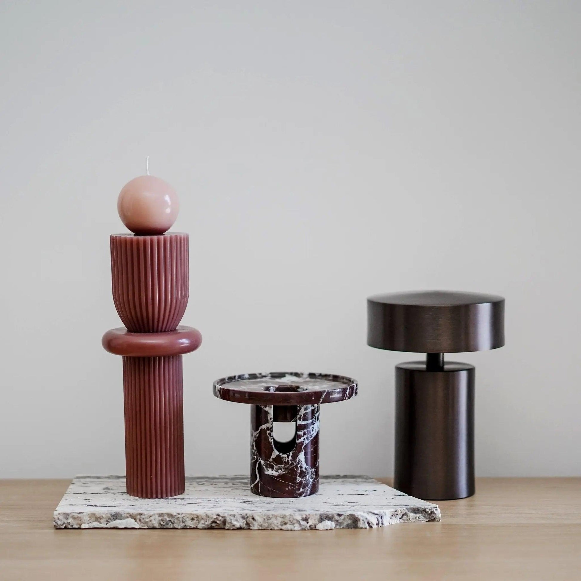 Lumière Oil Burner - Burgundy Marble - BLACK BLAZE - Accessories - BLACK BLAZE