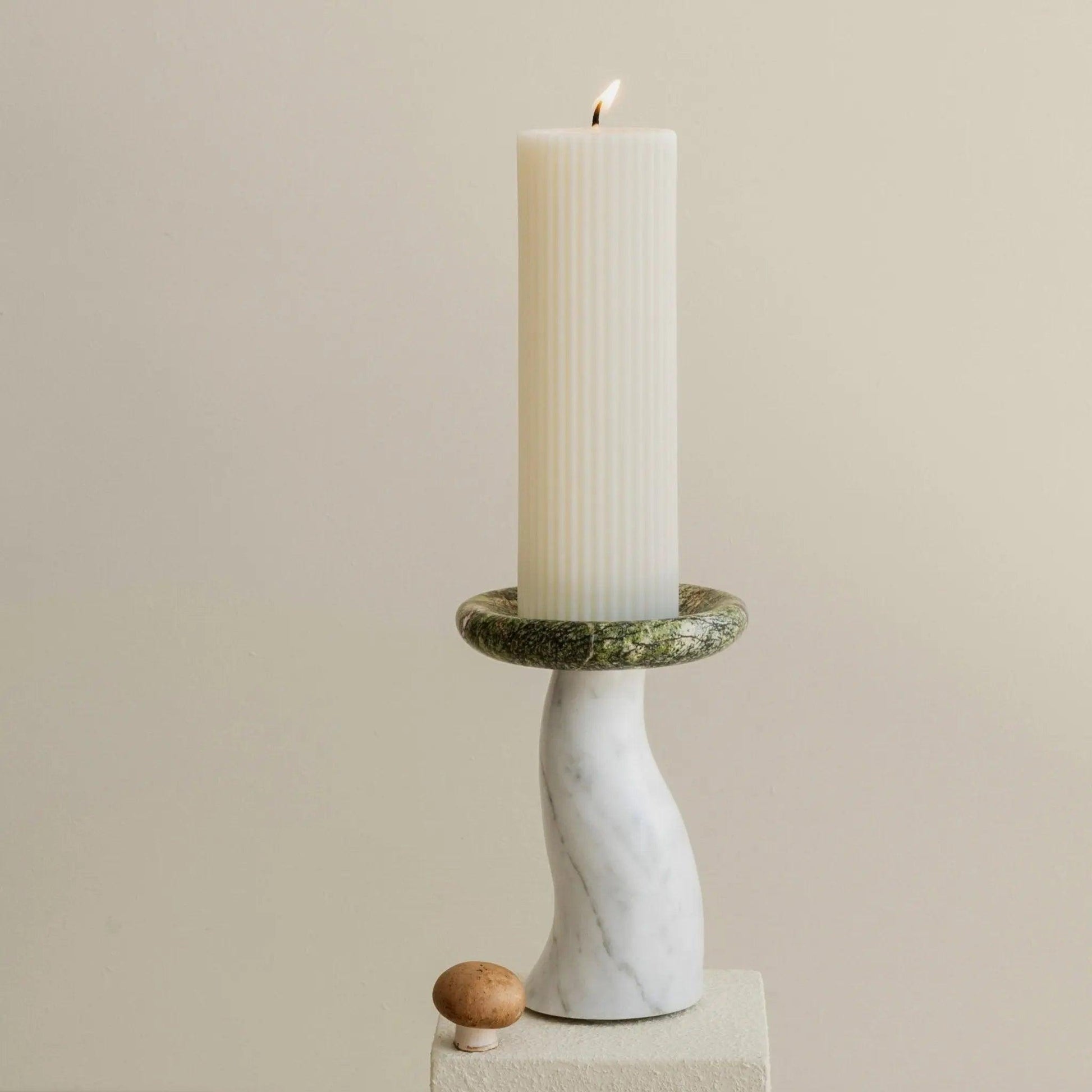 Mushroom Candle Holder - BLACK BLAZE - Pillar Candle - BLACK BLAZE