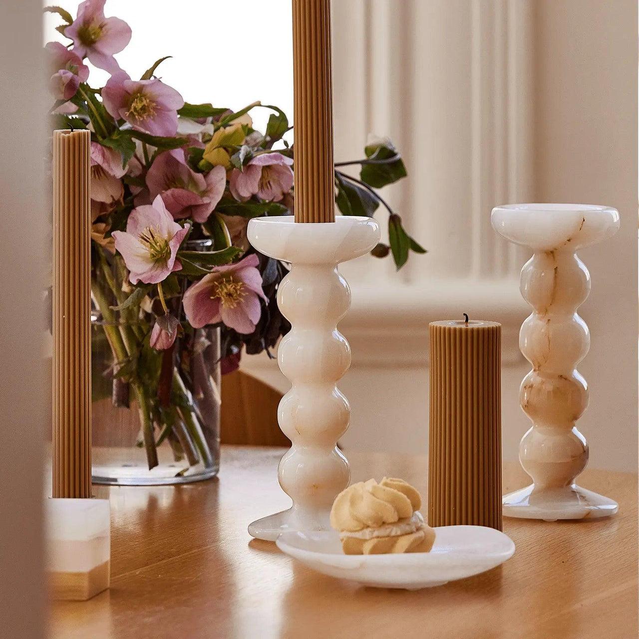 Orb Candle Holder Large - BLACK BLAZE - Pillar Candle - BLACK BLAZE