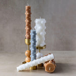 Polka Candle Duo- Grey - BLACK BLAZE - Pillar Candle - BLACK BLAZE